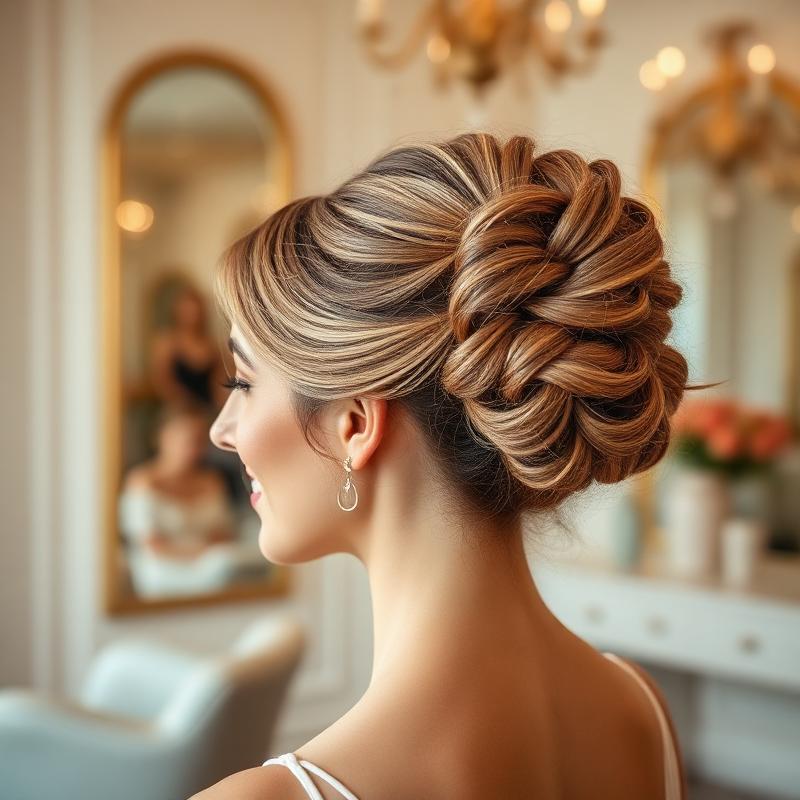 Fryzura okolicznościowa przygotowana w salonie fryzjerskim w Jelczu-Laskowicach